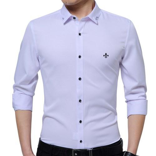 Embroidery Men Fashion Slim Fit Long Sleeve Shirt