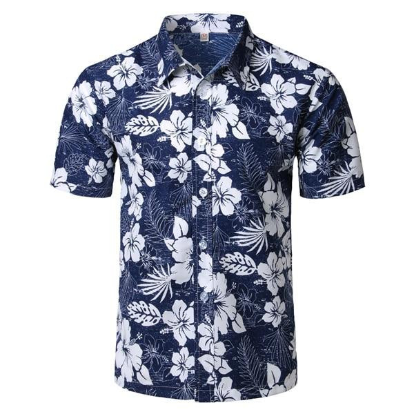 Men Hawaiian Brand Design Short Sleeve Floral Shirt