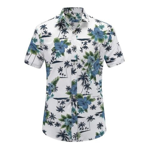 New Arrival Men Fashion Short Sleeve  Cotton Hawaiian Shirt