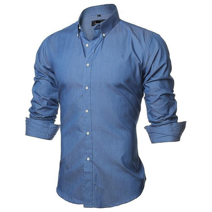 Men's Fashion Slim Fit Long sleeve Cotton Denim Shirt