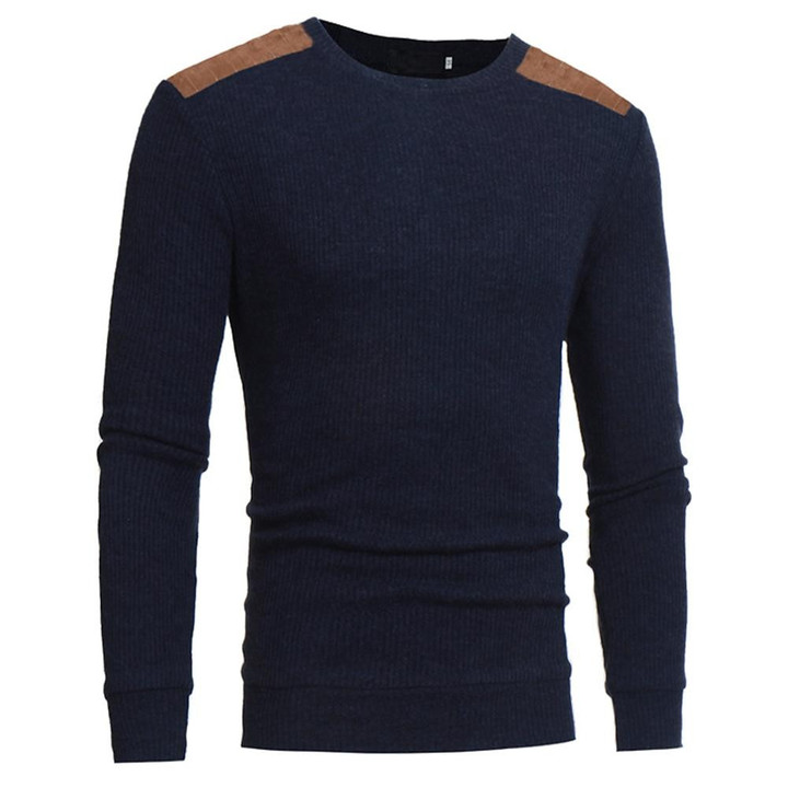 Men Winter Warm Knitted Sweater Casual Round Neck Long Sleeve