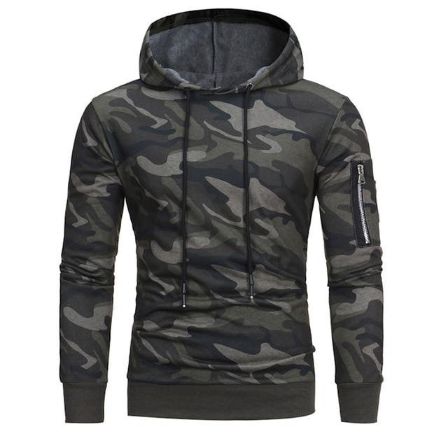 Hot Fashion Men Zipper Hoodies Camouflage Military Casual Hooded Pullover