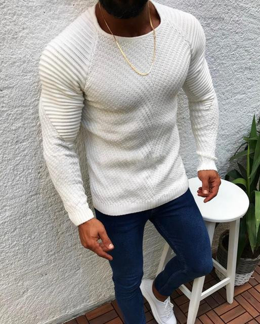 Fashion Autumn Winter Men Sweater New Arrival Casual Long Sleeve O-Neck Patchwork Knitted