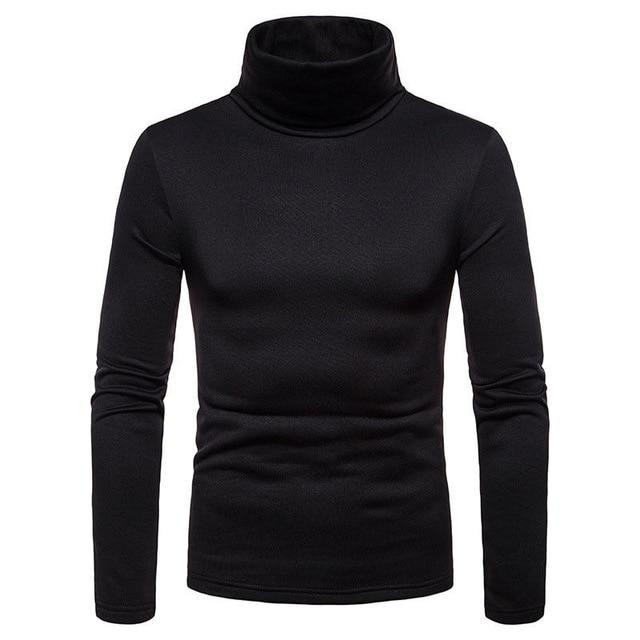 Men Sweater Turtleneck Solid Color Slim Fit Knitted Casual Pullover