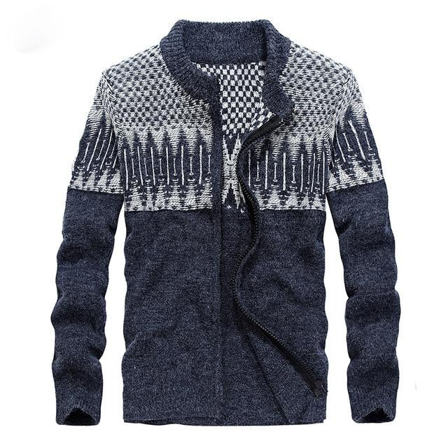 Men Cardigan Casual Fashion Knitted 3D Pattern Sweater