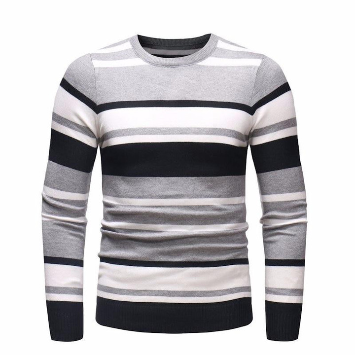 Men Sweater O-Neck Causal Hombre Striped Knitwear Brand Fashion Design