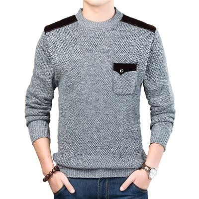 Autumn Winter Men Sweater O-Neck Solid Color Casual Slim Fit Knitted Pullover
