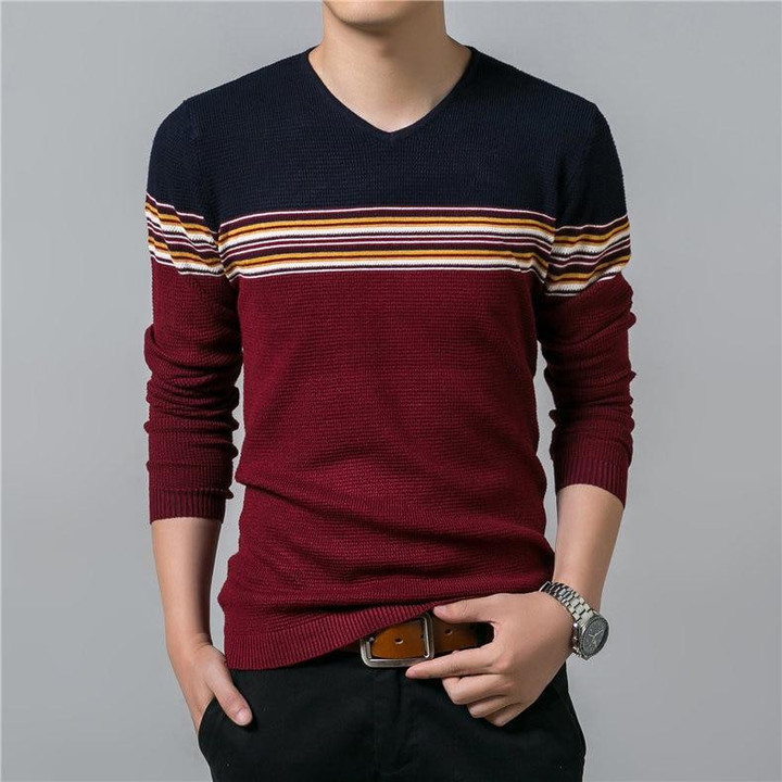 Men Sweaters Autumn Winter Thick Warm Casual V-neck Knitwear