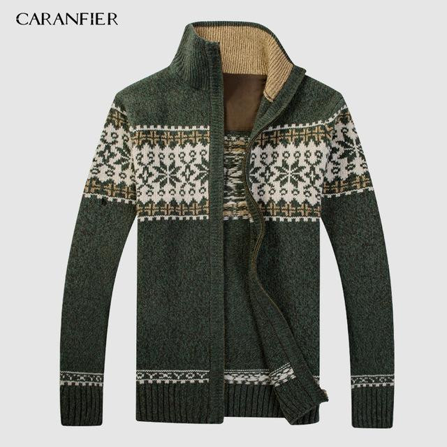 Men Knitted Cardigan Sweaters Fashion Slim Fit V-neck Zipper Fly