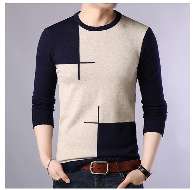 New Fashion Style Men Sweater Thin Wool Knitted Long Sleeve Pullover
