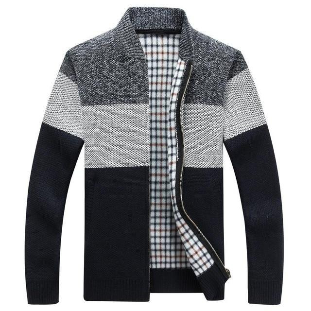 Autumn Winter Men Sweaters Casual Fashion Thick Warm Cashmere Knitted Zipper Cardigan