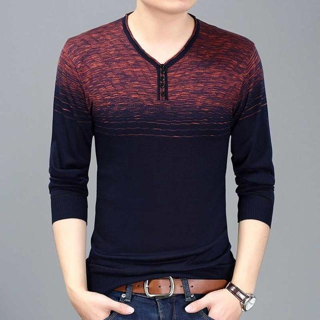 Fashion Brand Design Men Casual Pullover Sweater Striped Jersey Thin Wool Knitted