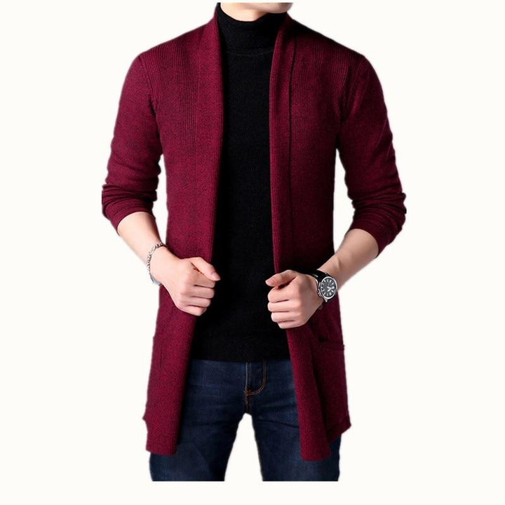 New Fashion Design Men Cardigan Solid Color Long Sleeve Top Brand
