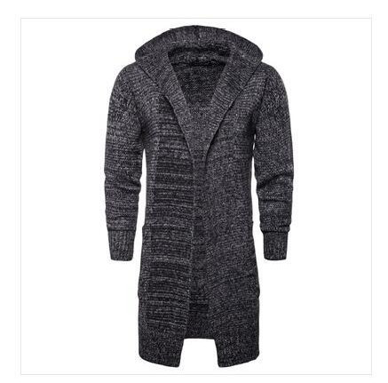 Men Hooded Sweatercoat New Fashion Design Autumn Winter Warm Long Cardigan