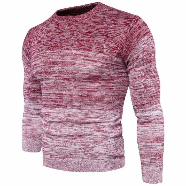 Men Sweater Round Neck Warm Fashion Long Sleeve Pullover
