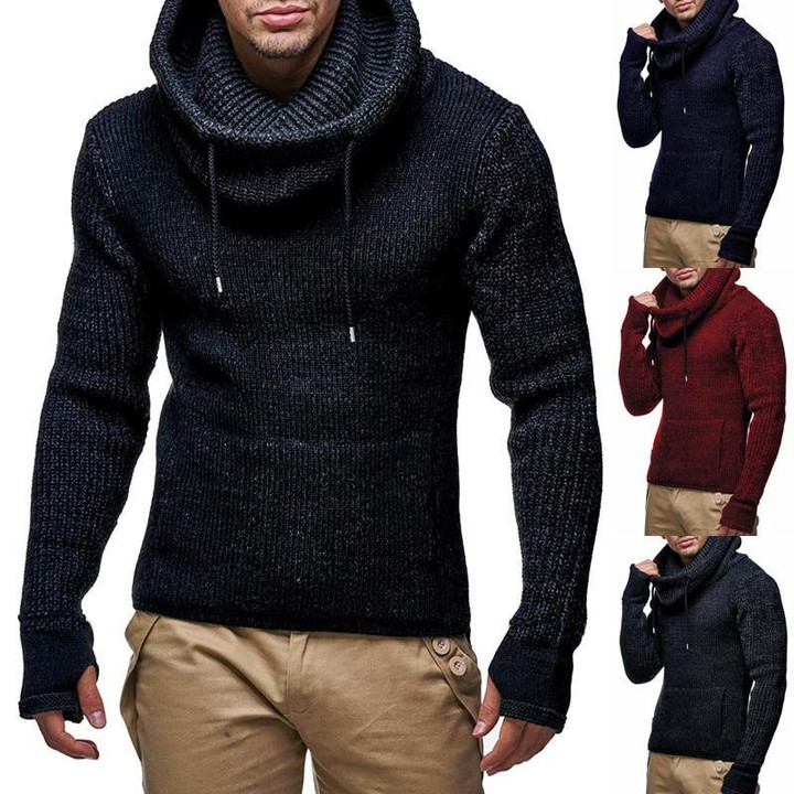 New Design Men Sweaters High Street Solid Color Turtleneck Slim Fit Knitted Pullover