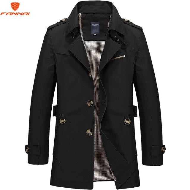 Men Trench Coat Military Style Windbreakers Top Quality Cotton Overcoat