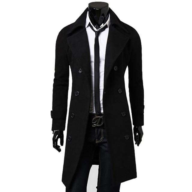 New Arrivals Men Trench Coat Long Sleeve Cool Fashion Top Quality Cotton Overcoat