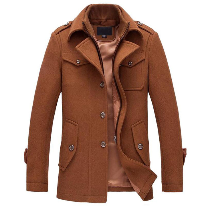 Men Winter Wool Coat Slim Fit Fashion Design Keep Warm Overcoat