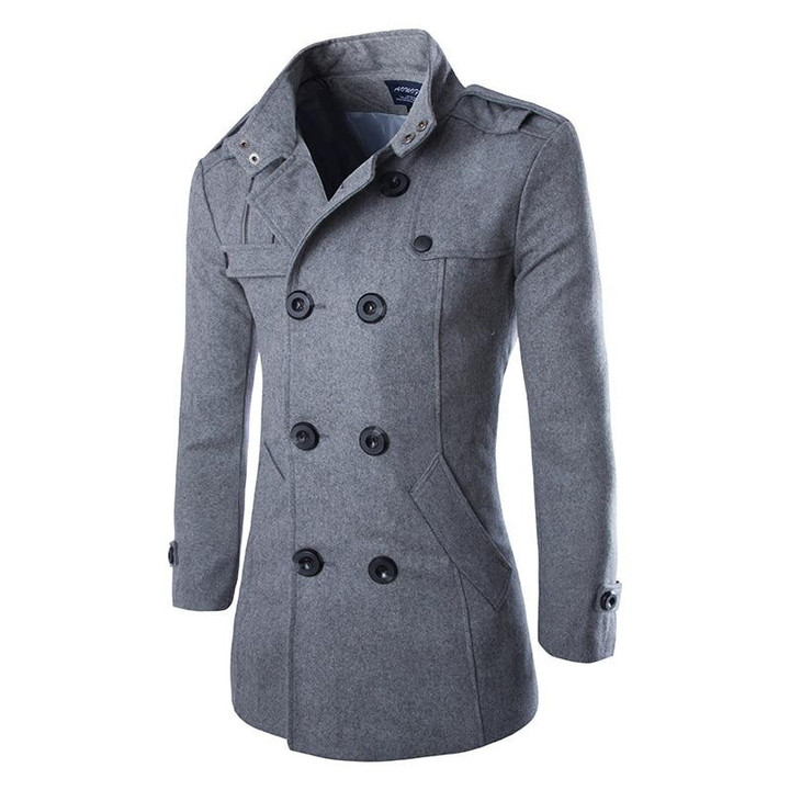 Men Dust Coat Premium Quality Woolen Slim Fit Overcoat