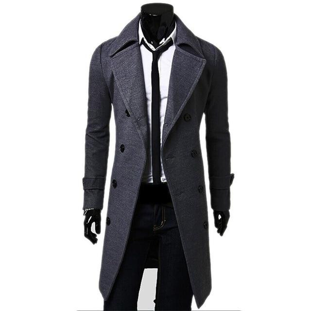 Men Trench Coat Top Quality Slim Windbreaker Fashion Brand Long Coat