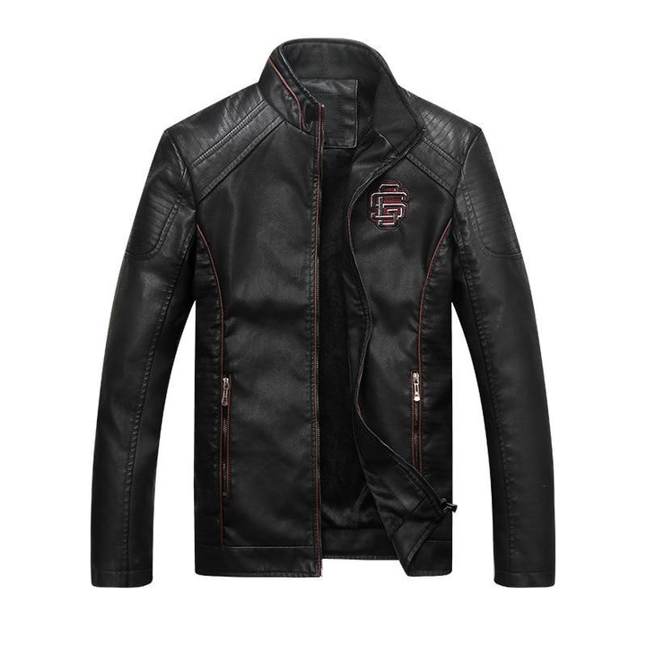 Men Leather Jacket Thick Slim Fit Stand Collar Biker Jacket Premium Quality