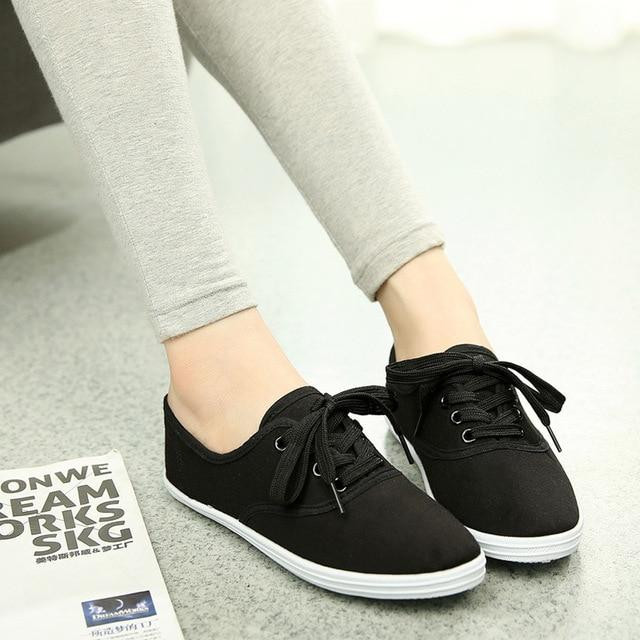 Woman Fashion Solid Color Flats Breathable Sneakers