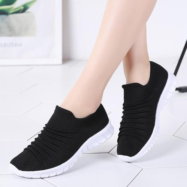 Hot Selling Women Flats Breathable Flying Weaving Casual Shoes