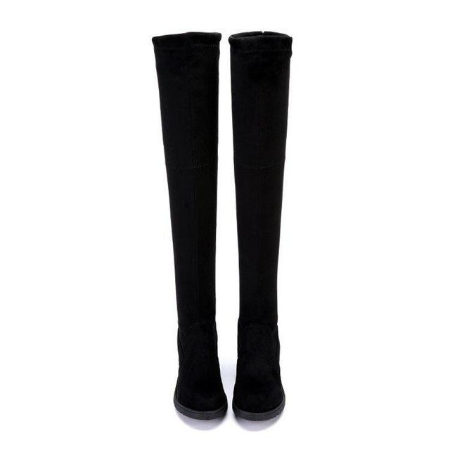 Women Over The Knee Boots Stretch Fabric Thigh High Sexy Lace Up Flat Long Booties