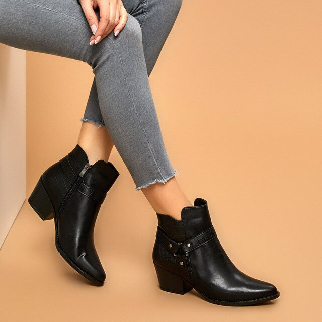 Hot Fashion Design Women Leather Ankle Zipper Boots