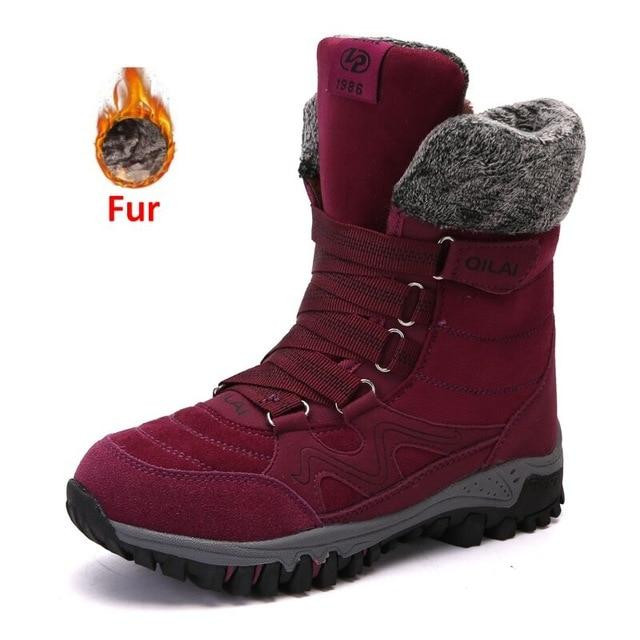 Women Snow Boots New Arrival Fashion Suede Leather Winter Warm Plush Waterproof Ankle Boots