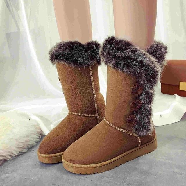 Women Snow Boots High Tube Classic Thick Fleece Fashionable Winter Boots