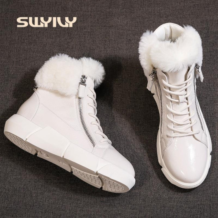 Women Snow Boots Waterproof High Quality Cotton Platform Fashion Fur Winter Ankle Boots