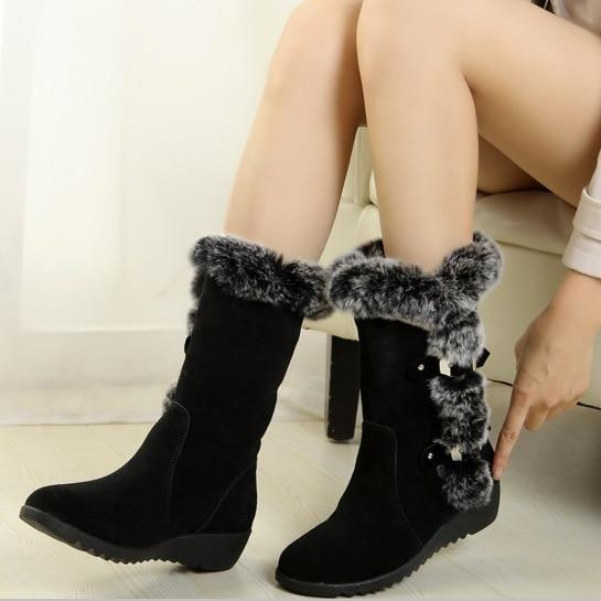 Women Winter Boots Fashion Design Thigh High Suede Mid-Calf Boots