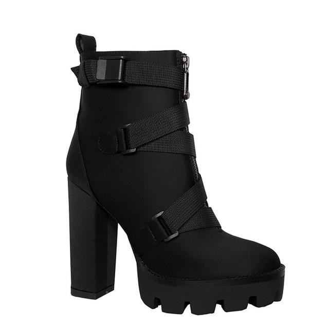 Women Ankle Boots Sexy Thick High Heel Platform Boots