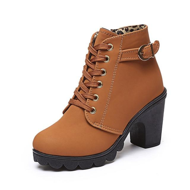 Women Ankle Boots Sexy Fashion Design High Heel Lace Up Booties