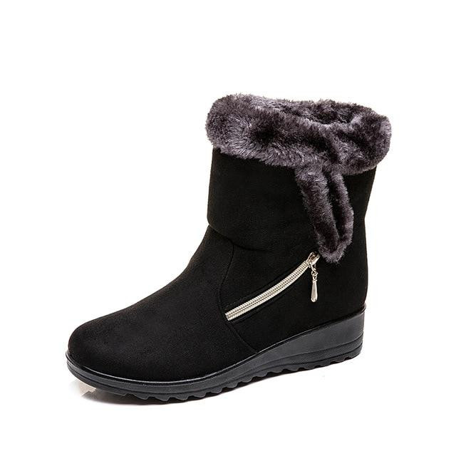 Women Boots Warm Plush Fashion Zipper Black Winter Boots Premium Quality