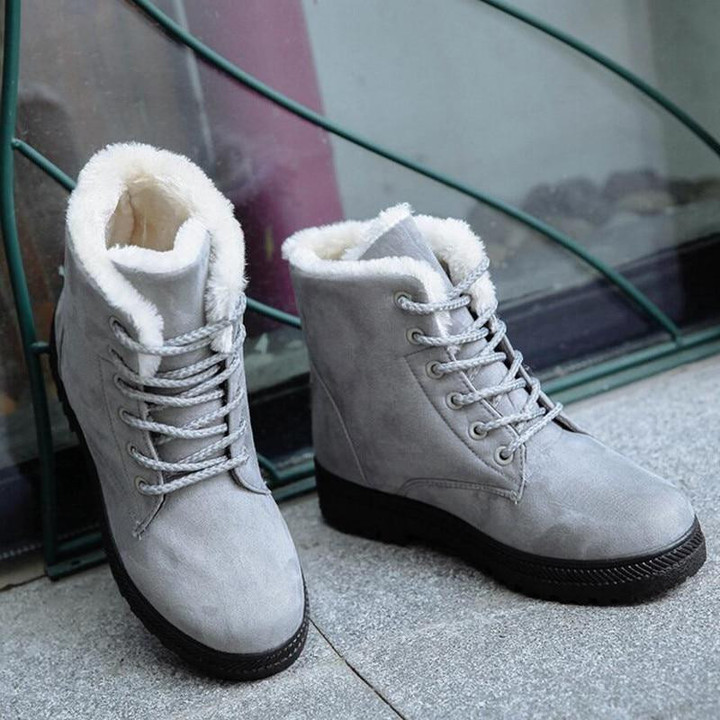 Women Snow Boots Warm Fur Plus Inside High Quality Cotton Lace Up Winter Boots
