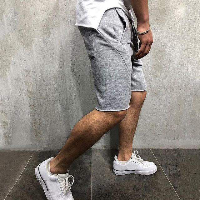Street Style Men Solid Cotton Loose Shorts