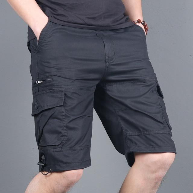 Men Cotton Loose Multi-Pocket Cargo Shorts