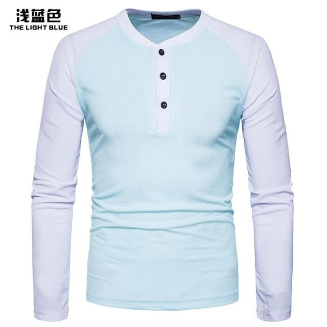 New Fashion Men's Round Collar Long Sleeve Cotton Pullover T-Shirt