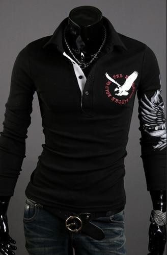 Men Fashion Eagle Printed Long Sleeve Hip Hop TShirt