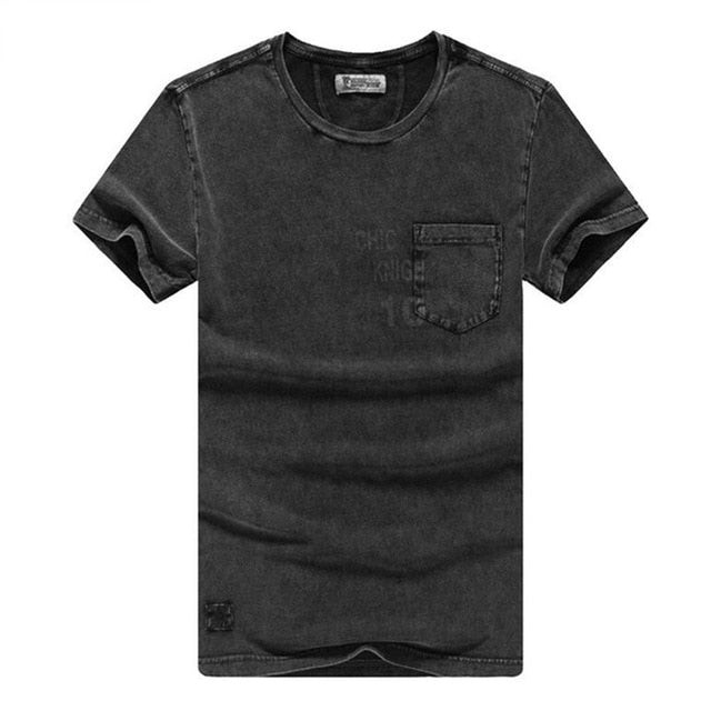 Men Fashion Pocket Patchwork Short Sleeve T-Shirt