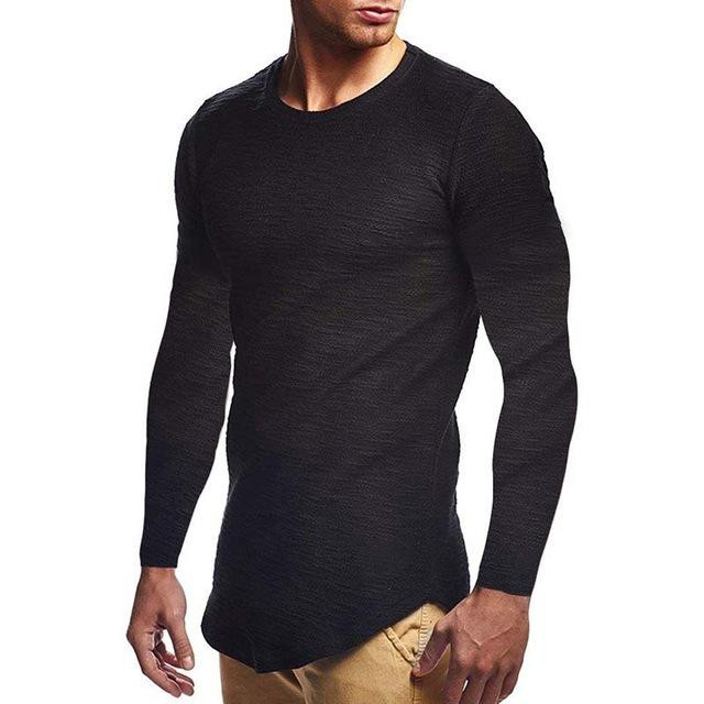 Hot  fashion men's long-sleeved solid T-shirt
