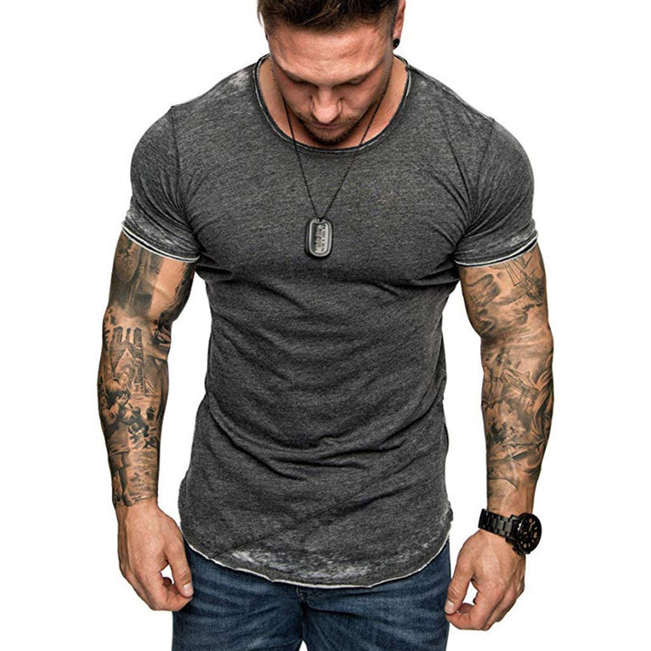 Men Slim Casual Zipper Fit Patchwork Short SleeveT-Shirt