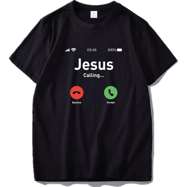 Funny Jesus Calling Men Fashion Design 100% Cotton T-shirt