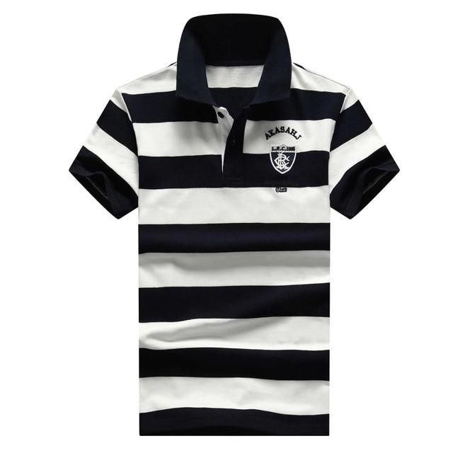 Luxury 100% Cotton Men Soft Breathable Fashion Striped Polo Shirt