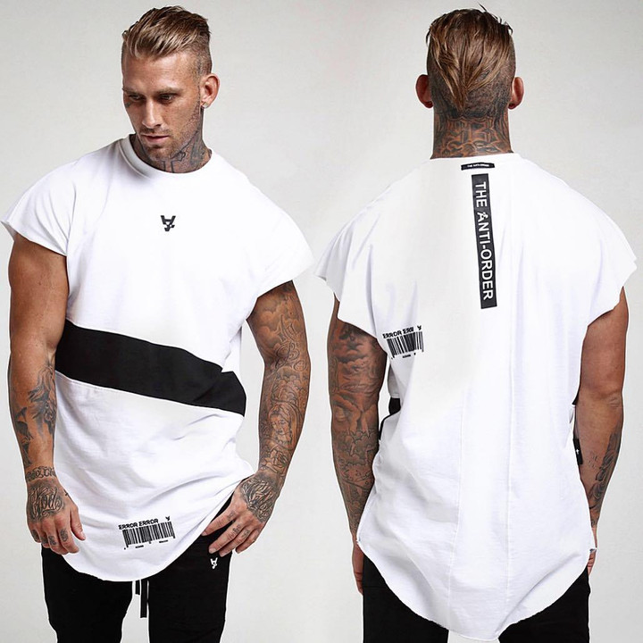 Men Fashion Hip Hop Gyms Singlet Cotton Short Sleeve T-Shirt