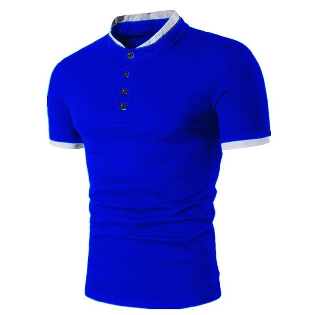 Men Cotton Short Sleeve Breathable Solid Polo Shirt