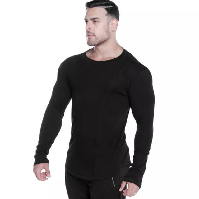 Men Long sleeve Casual Fashion Gyms Fitness Workout Tshirt